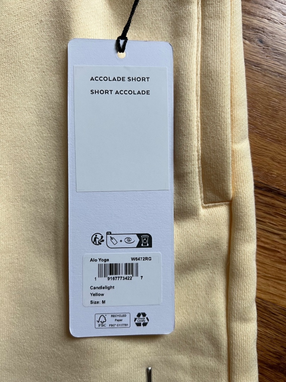 ALO Yoga Candlelight Yellow High-Rise Athletic Shorts with Drawstring - Picture 5 of 15